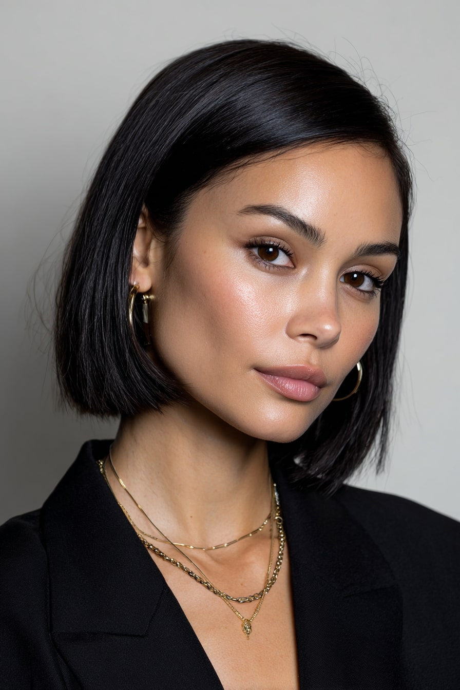 2. The Sculpted Mid-Part Bob