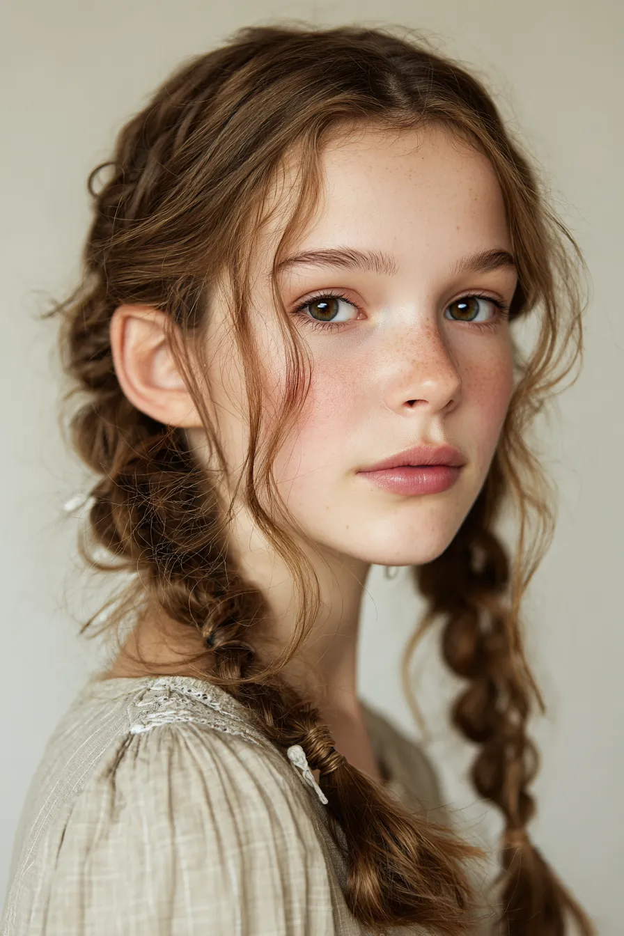 Romantic Twin Braids with Soft Face Framing