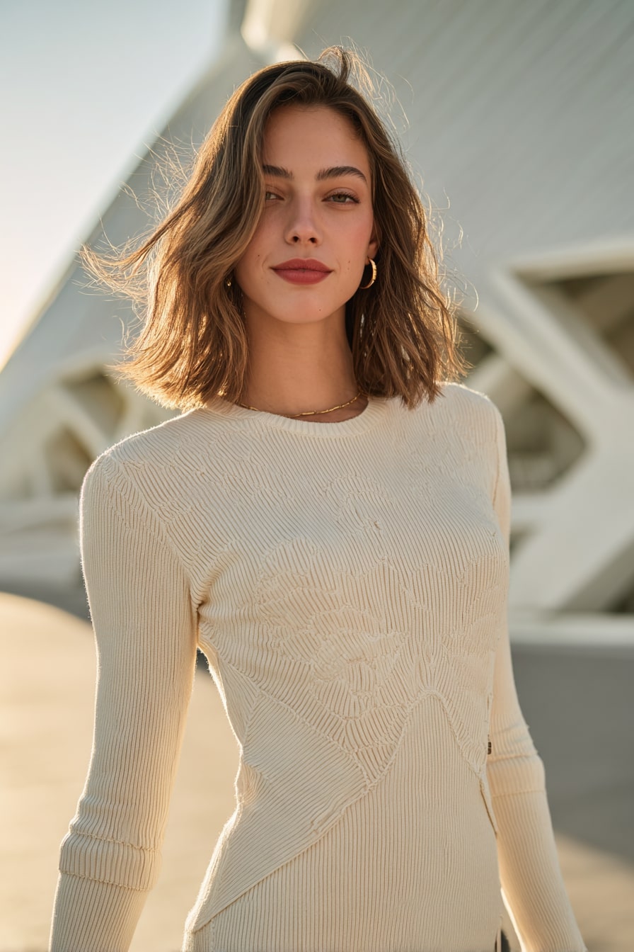 3. “Whispered Waves”  Casual Luxe Knit Dress