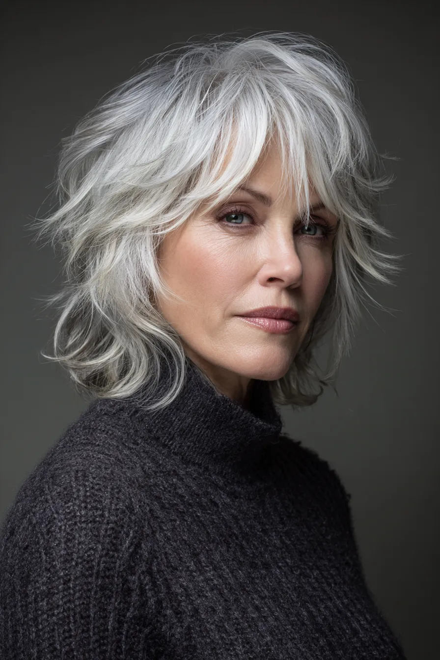 Textured Silver Shag