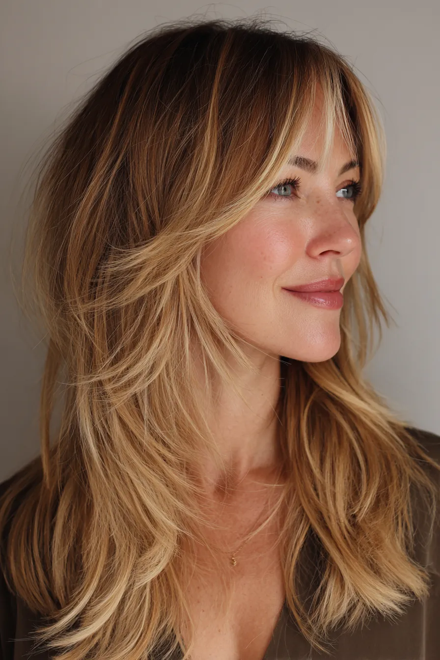 Long Feathered Layers with Soft Fringe