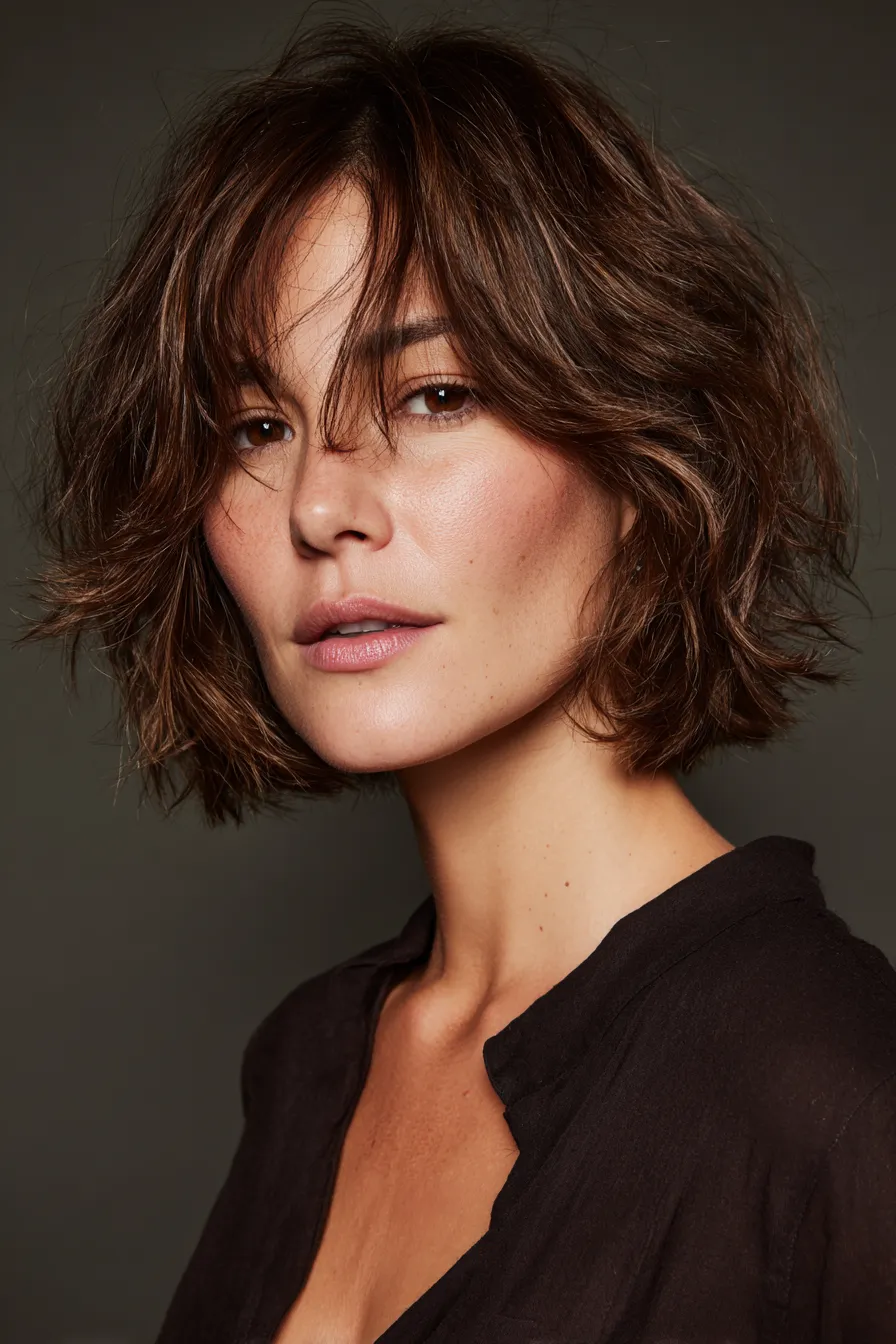 Textured French Bob with Soft Fringe