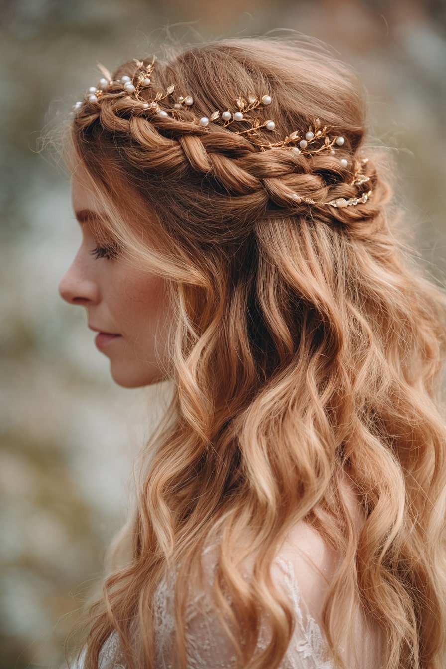 11. Braided Crown with Flowing Waves
