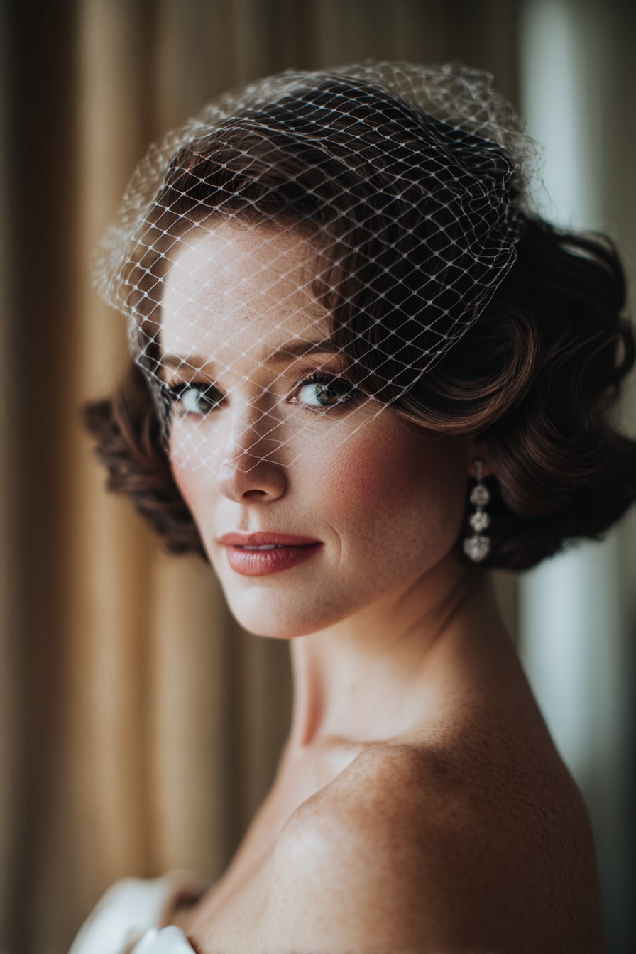 10. Retro Curled Bridal Bob