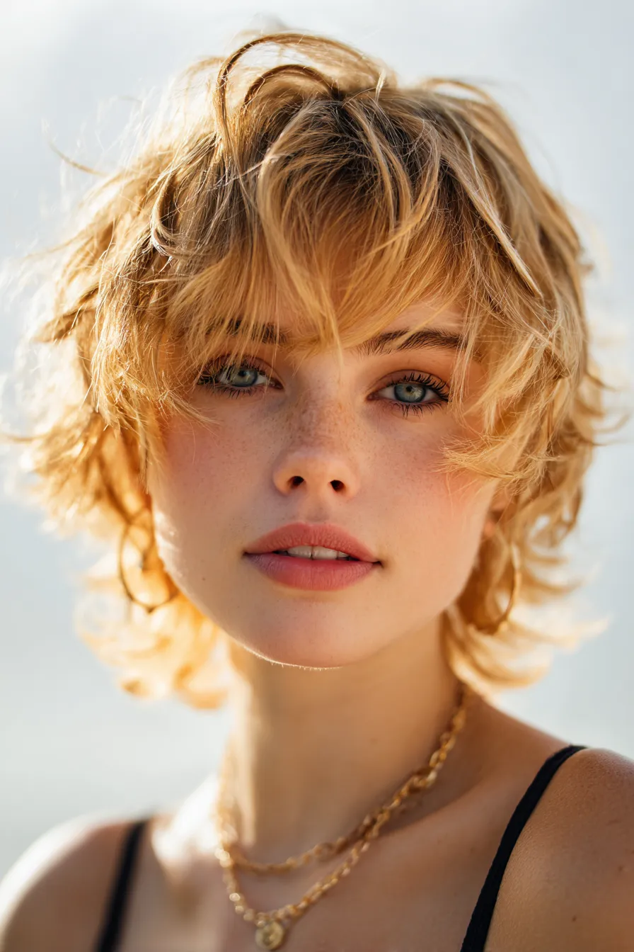 Tousled Golden Butterfly Bob
