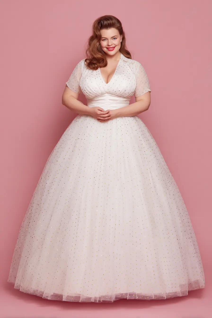 Sparkle Tulle Gown + Cinched Satin Waist