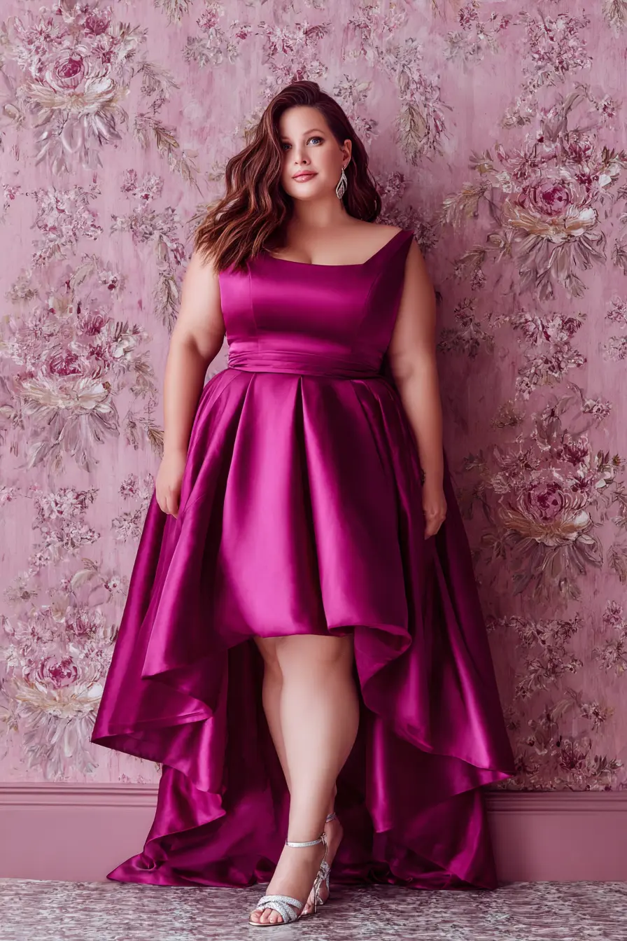 Satin High-Low Gown + Statement Sandals