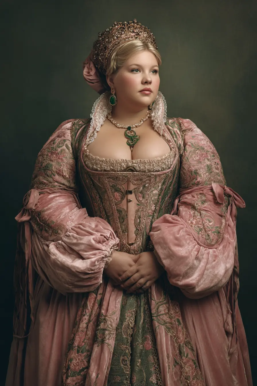 Embroidered Corset Gown + Velvet Sleeves