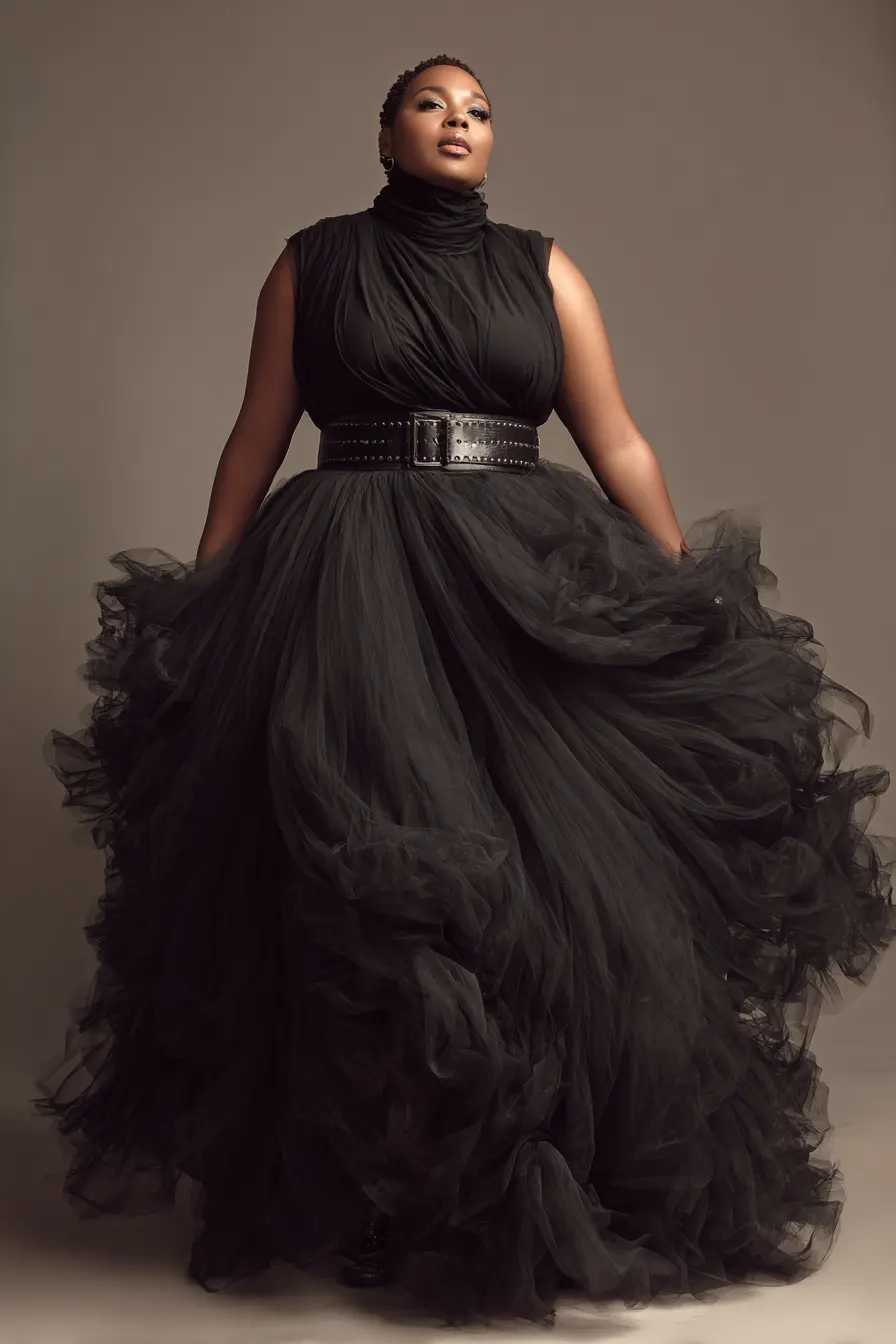 Layered Tulle Skirt + Cinched Waist Belt