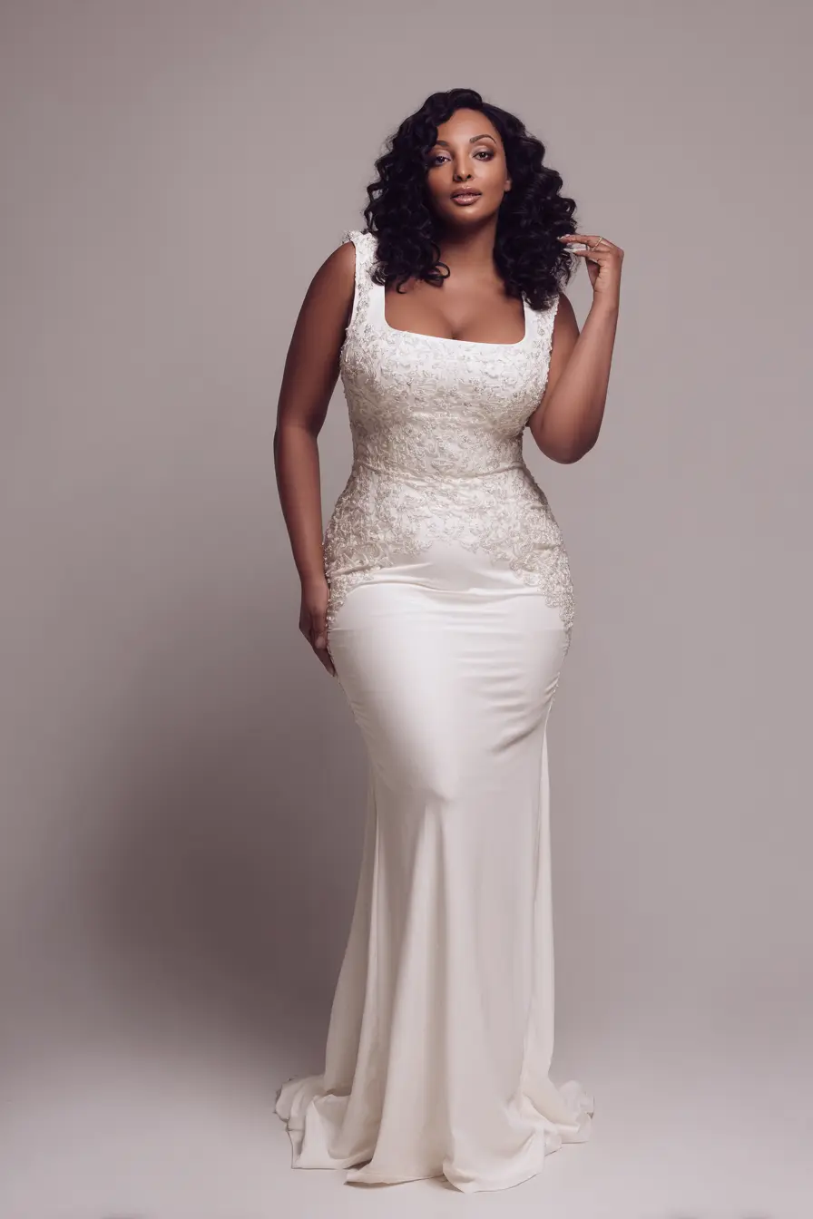 Sculpted Lace Bodice + Sleek Column Skirt