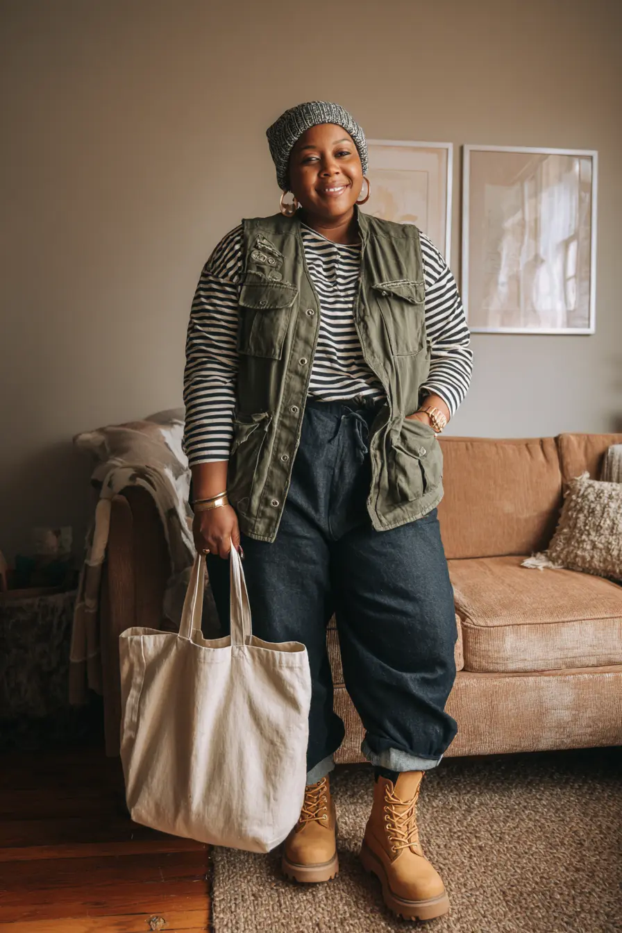 Striped Tee + Utility Vest Power Pairing