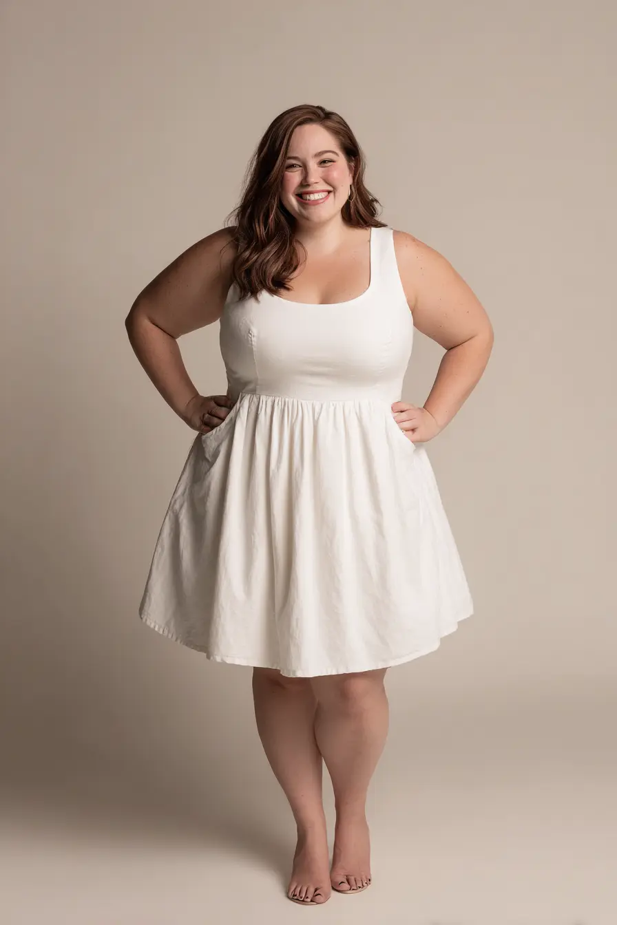 Minimal A-Line Dress + Clean Square Neckline