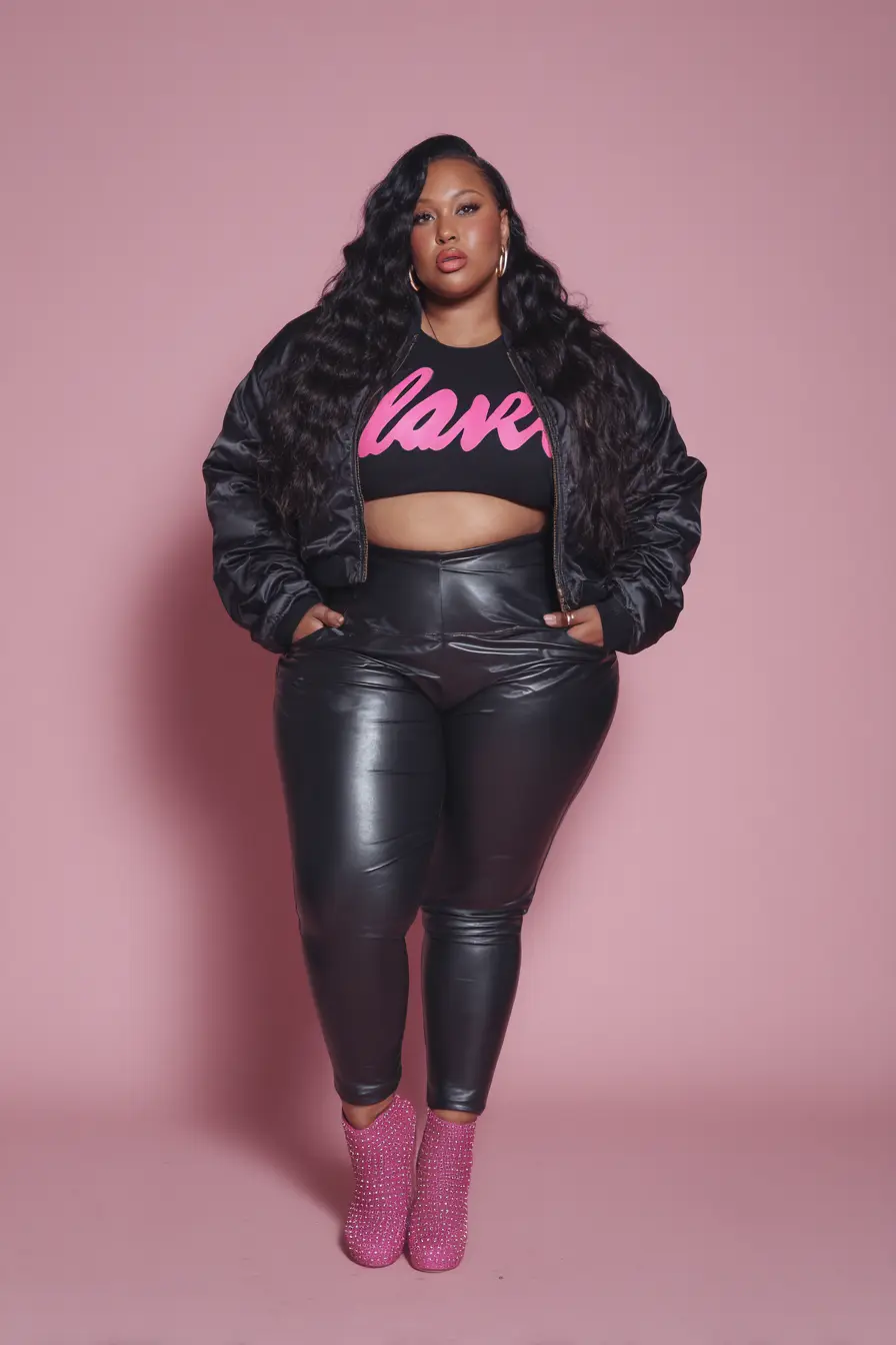 Cropped Bomber Jacket + Faux Leather Pants