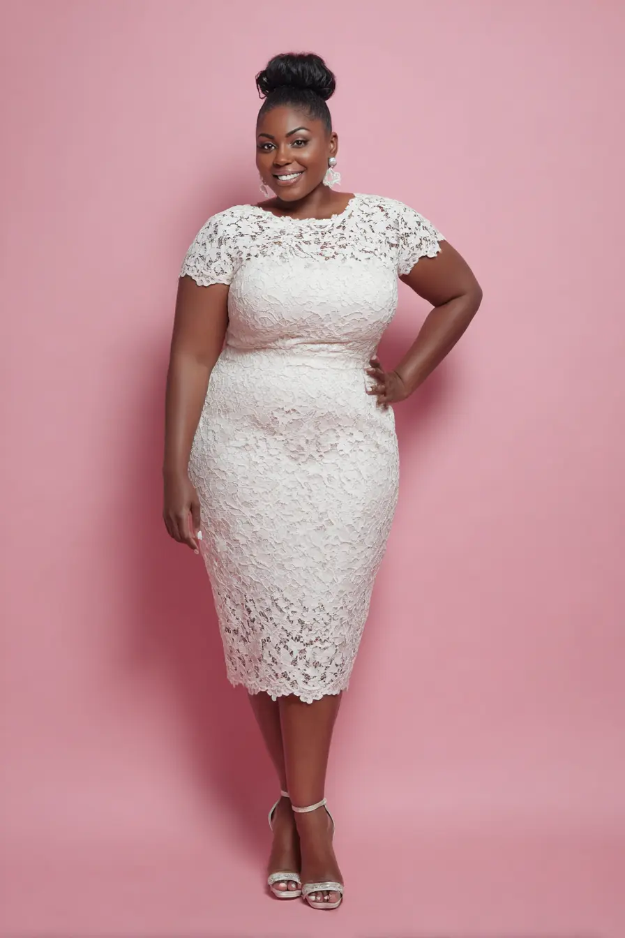 Fitted Lace Sheath Dress + Cap Sleeves