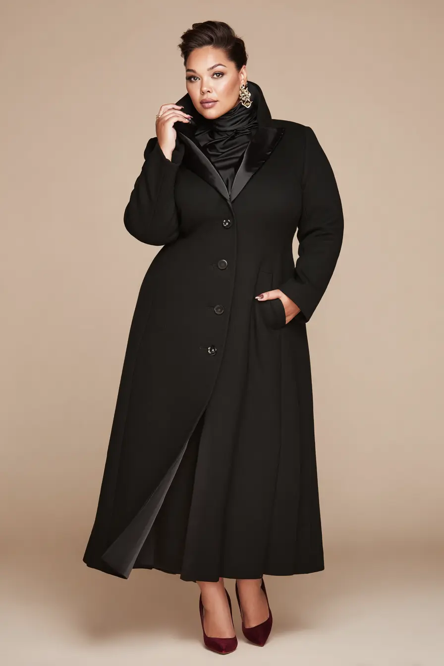 Tailored Maxi Coat + Sleek Satin Collar