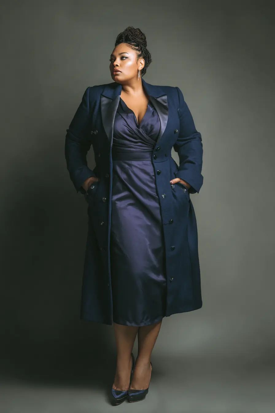 Satin Midi Dress + Tailored Overcoat