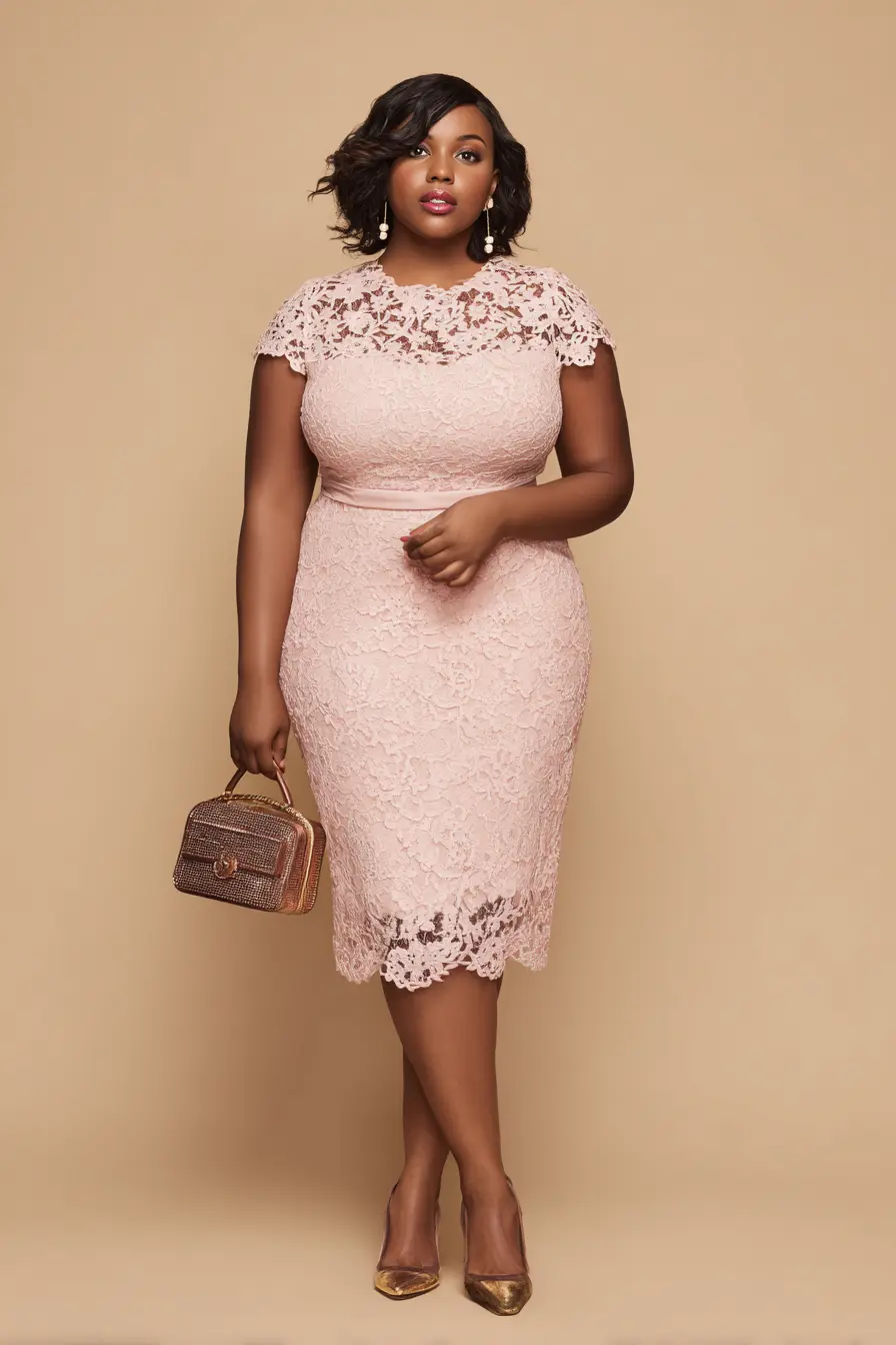 Lace Sheath Dress + Scalloped Neckline Detail