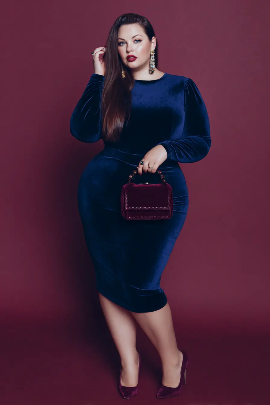 Velvet Bodycon Dress + Deep Sapphire Finish