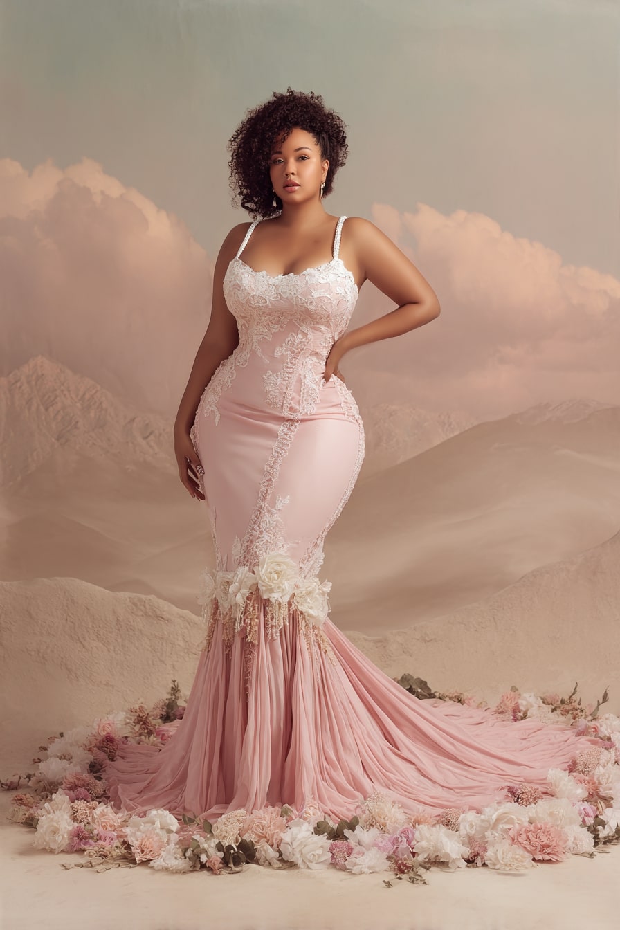 Mermaid Gown + Floral Lace Drama