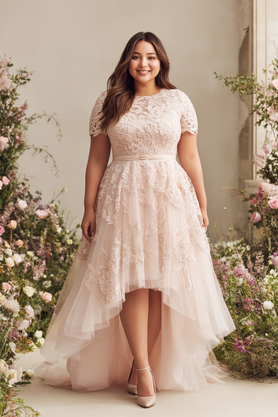 Lace High-Low Gown + Soft Layers