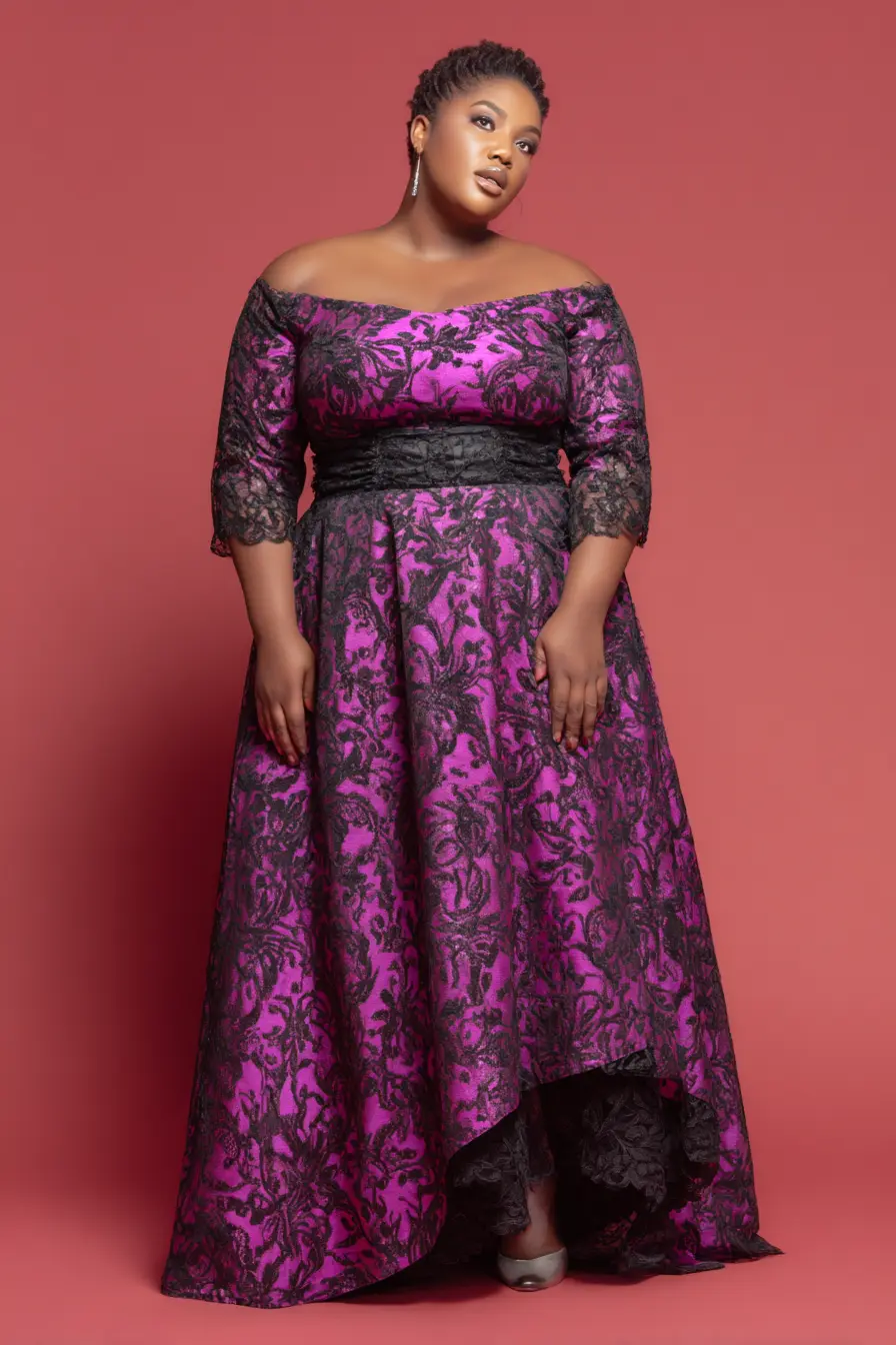 Off-Shoulder Lace Overlay + Satin Underglow