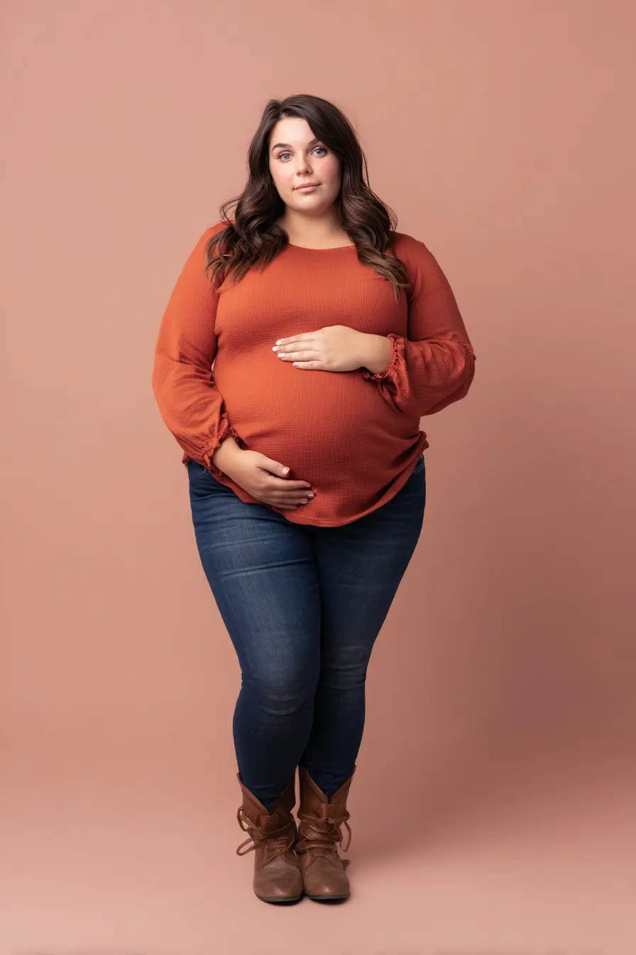 Textured Rust Blouse + Dark Skinny Jeans