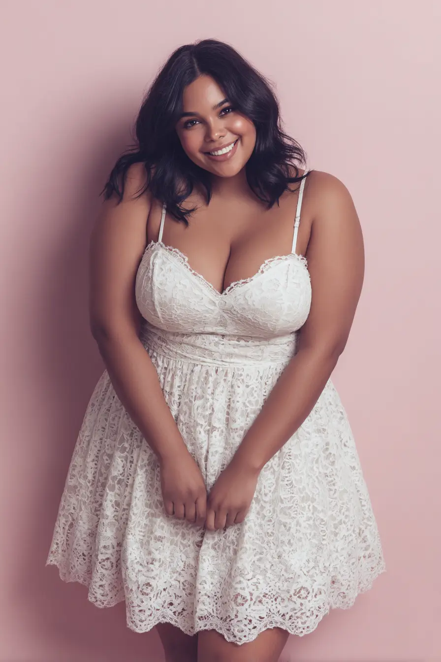 Lace Fit-and-Flare Dress + Spaghetti Straps