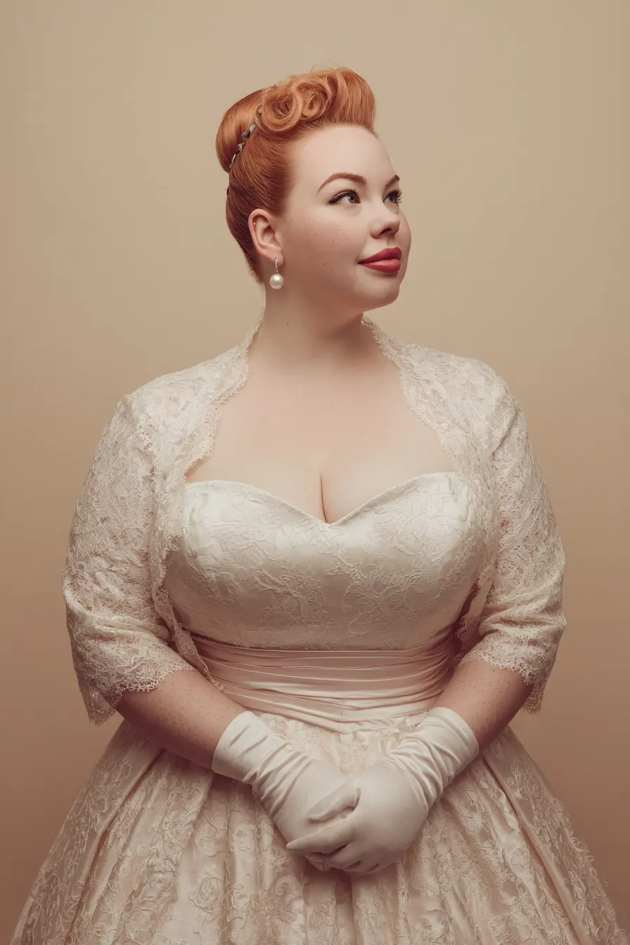 Rolled Victory Curls Updo + Pearl Accent