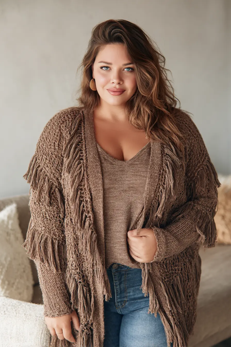 Fringe Cardigan + Soft Knit Tank