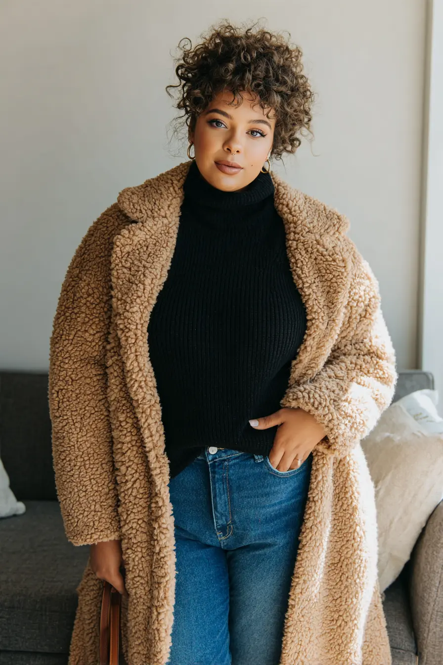 Teddy Coat + Classic Denim