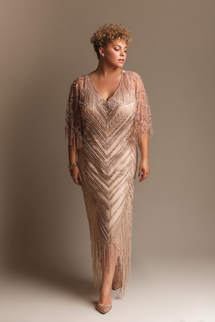 Beaded Fringe Gown + Art Deco Lines