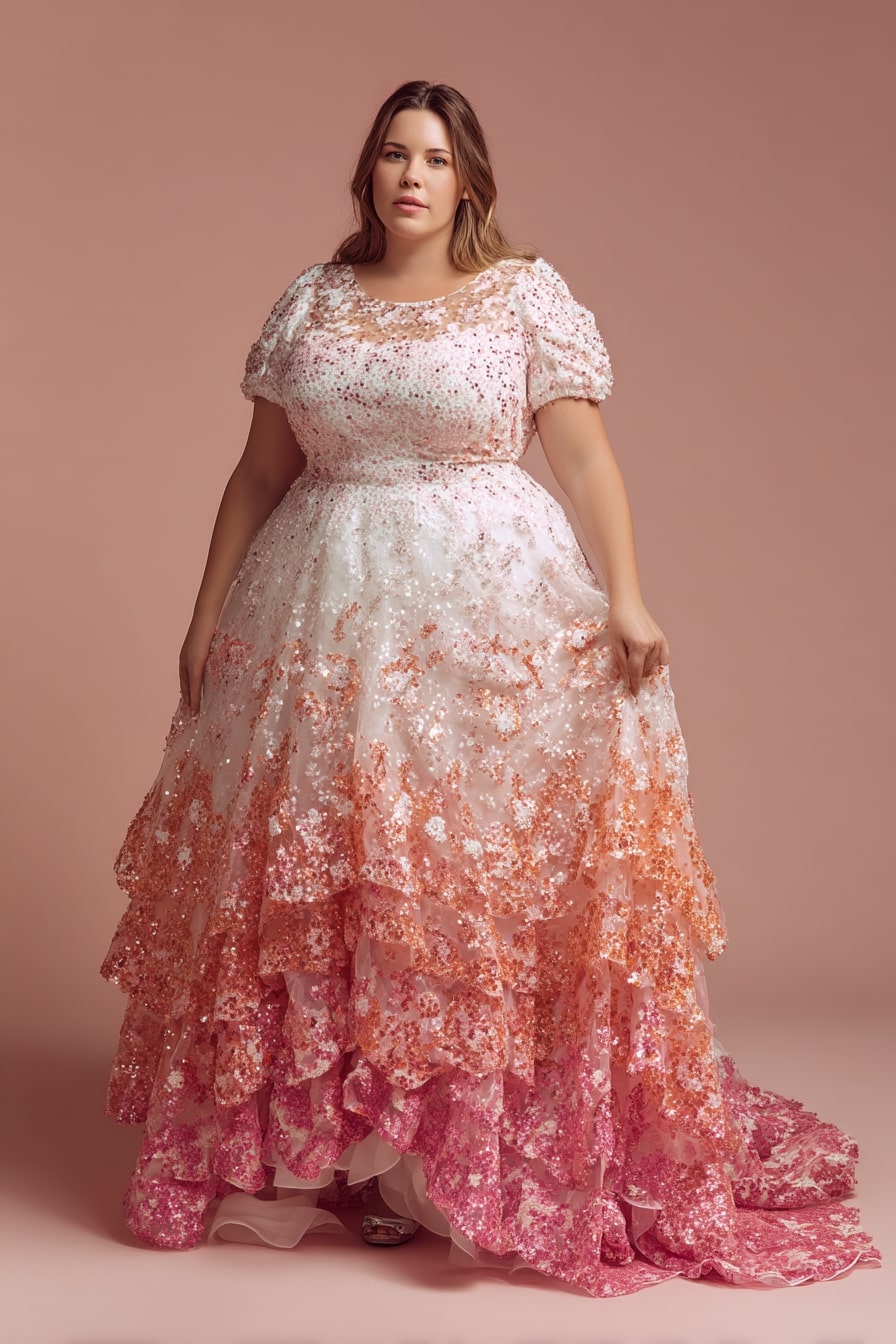 Tiered Sequin Gown + Ombre Layers