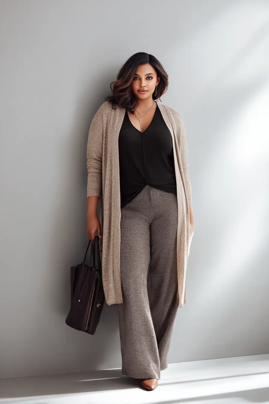 Longline Cardigan + Wide-Leg Trousers
