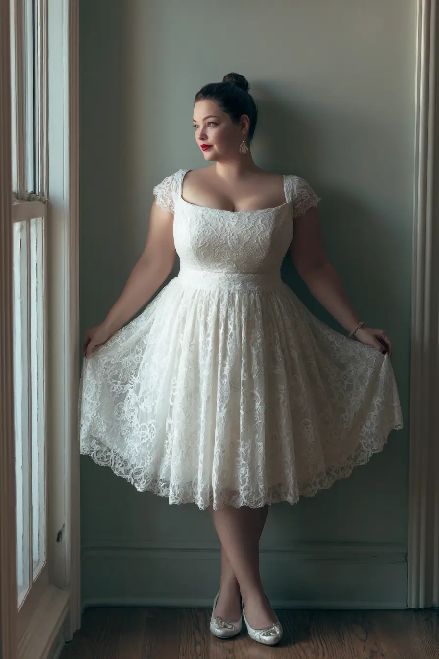 Lace Fit-and-Flare Dress + Ballet Flats