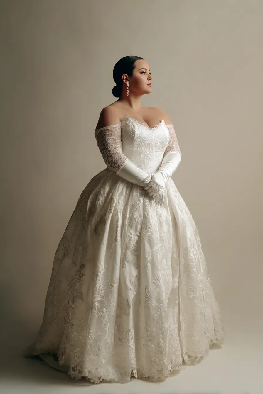 Lace Ball Gown + Opera-Length Gloves