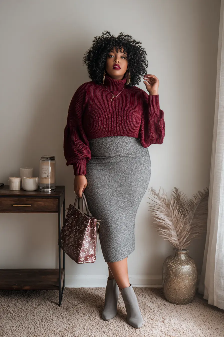Turtleneck Sweater + Knit Pencil Skirt