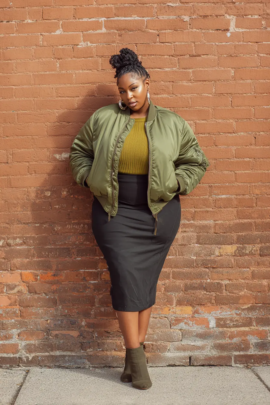 Bomber Jacket + Pencil Skirt