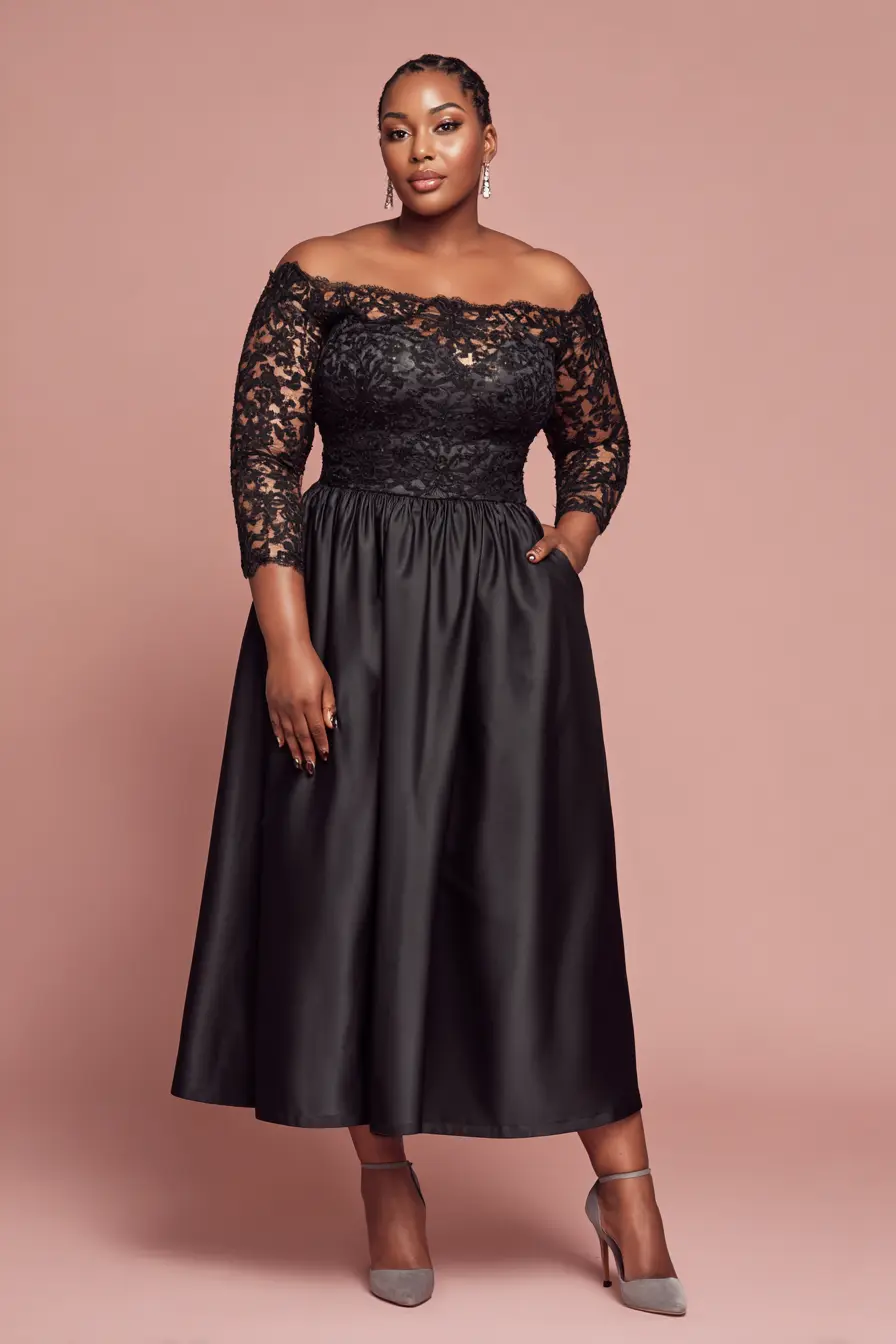 Lace Bodice + Satin Midi Skirt