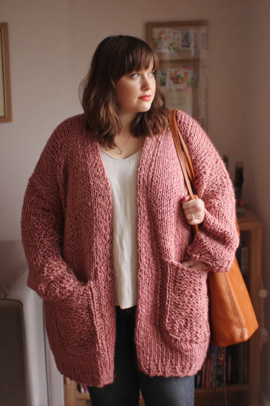 Chunky Cardigan + Simple Base Layer