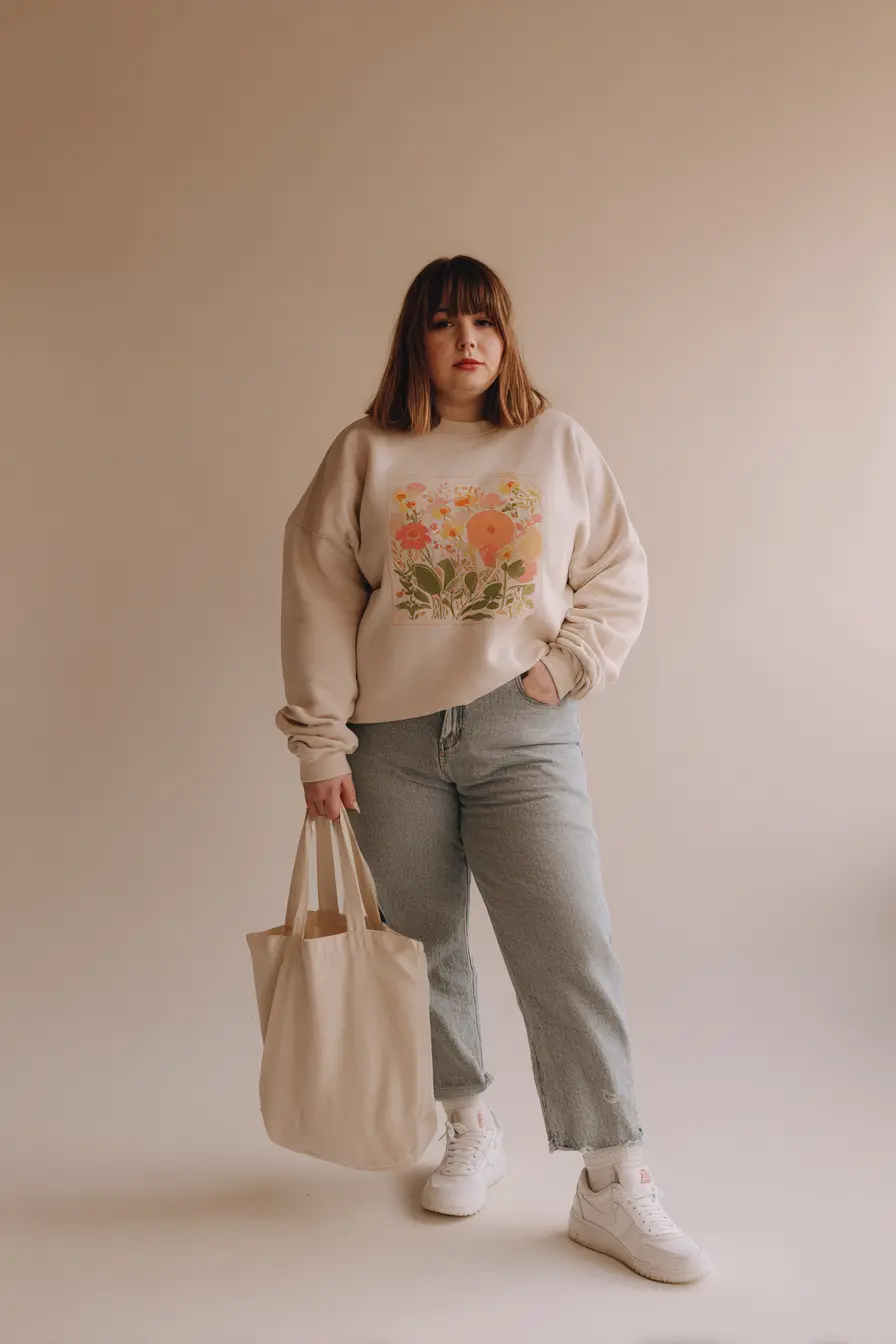 Graphic Sweatshirt + Relaxed Denim