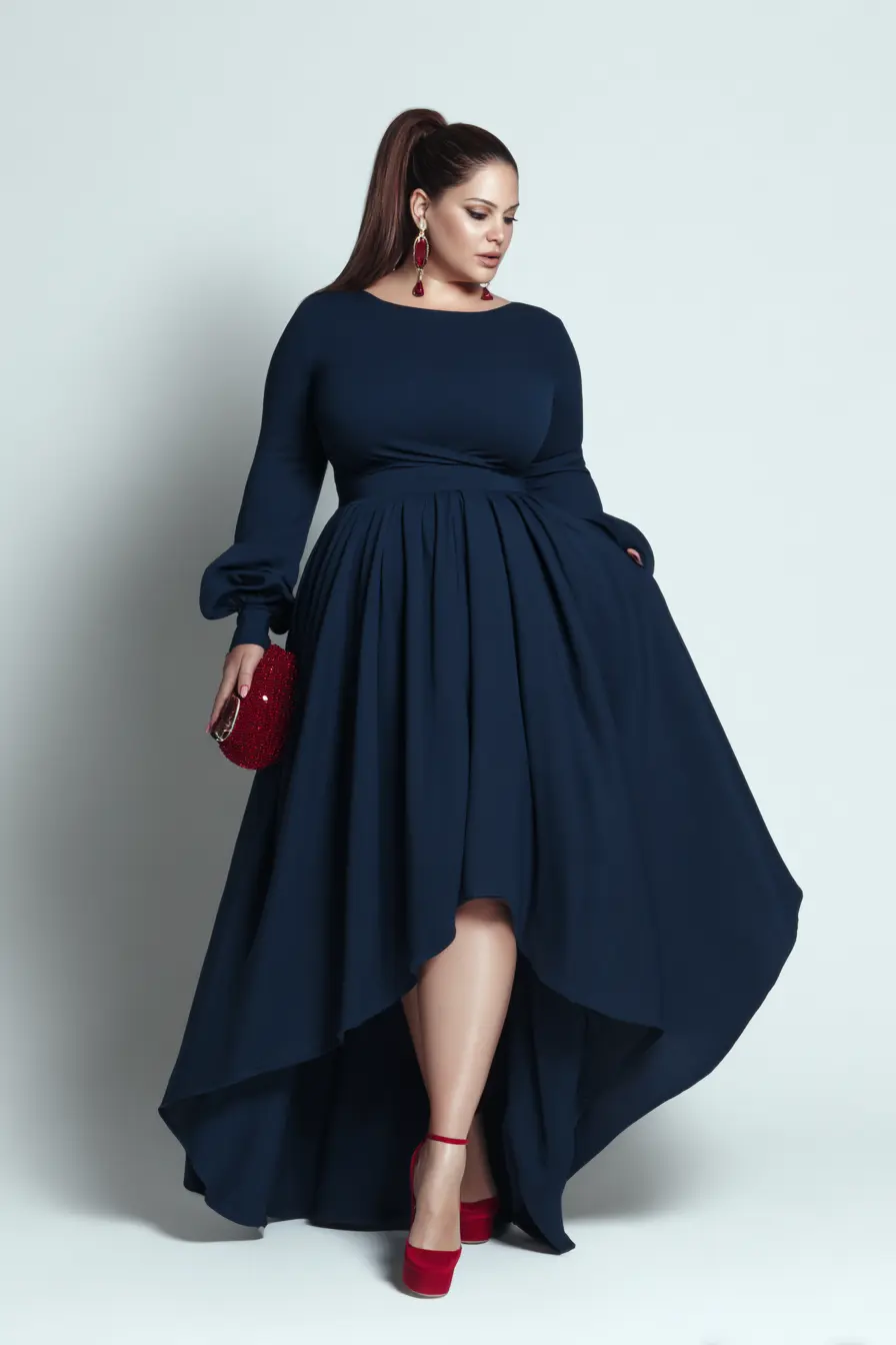 High-Low Maxi Dress + Red Accents