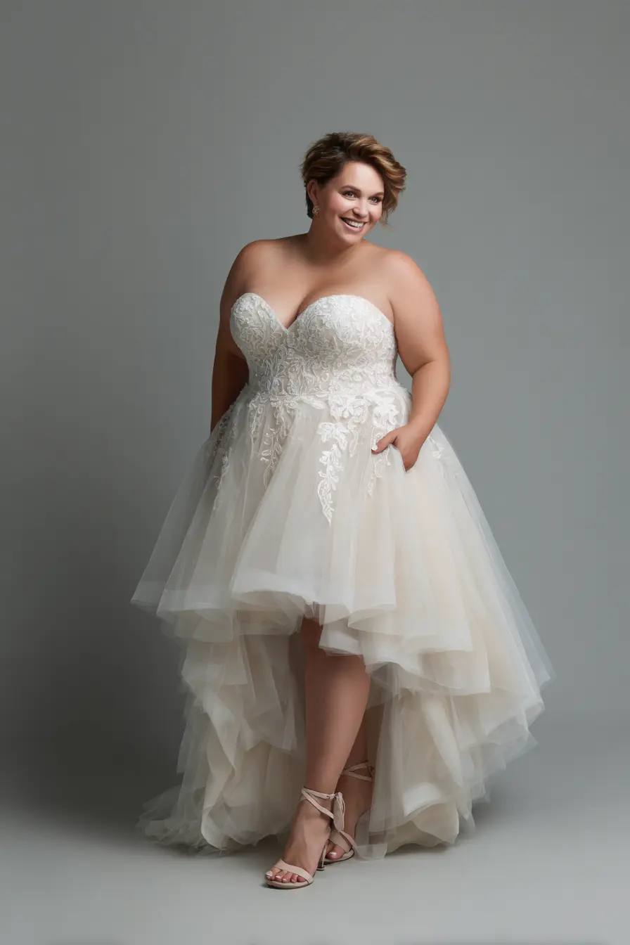 Layered Tulle High-Low Dress + Strapless Bodice