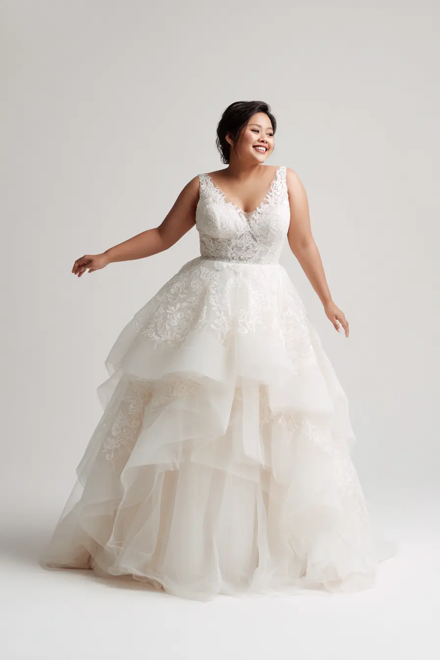 Layered Tulle Gown + Lace Bodice