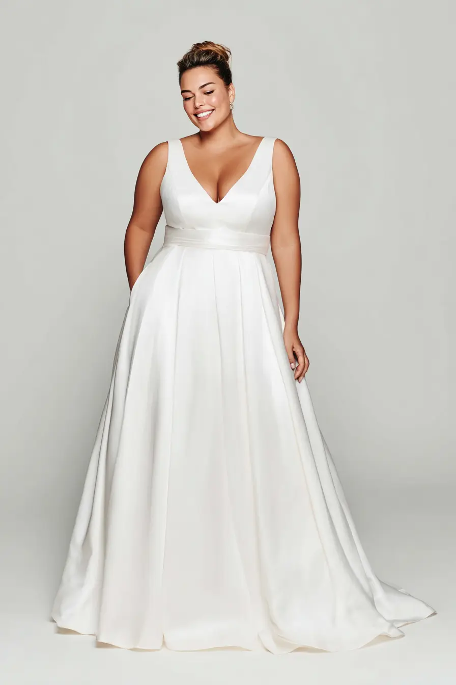 Deep V Satin Gown + Structured Waist