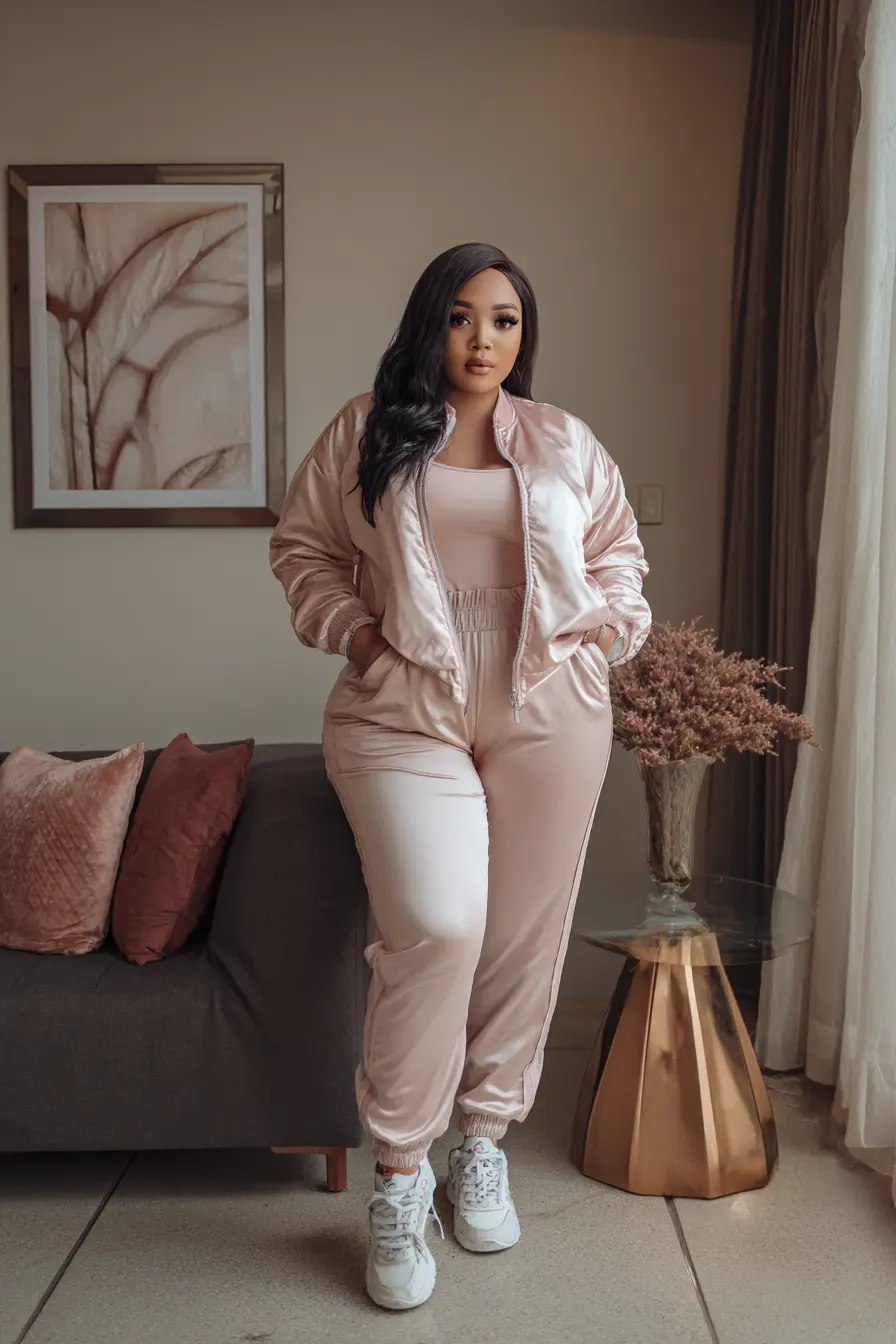 Satin Bomber Jacket + Jogger Set