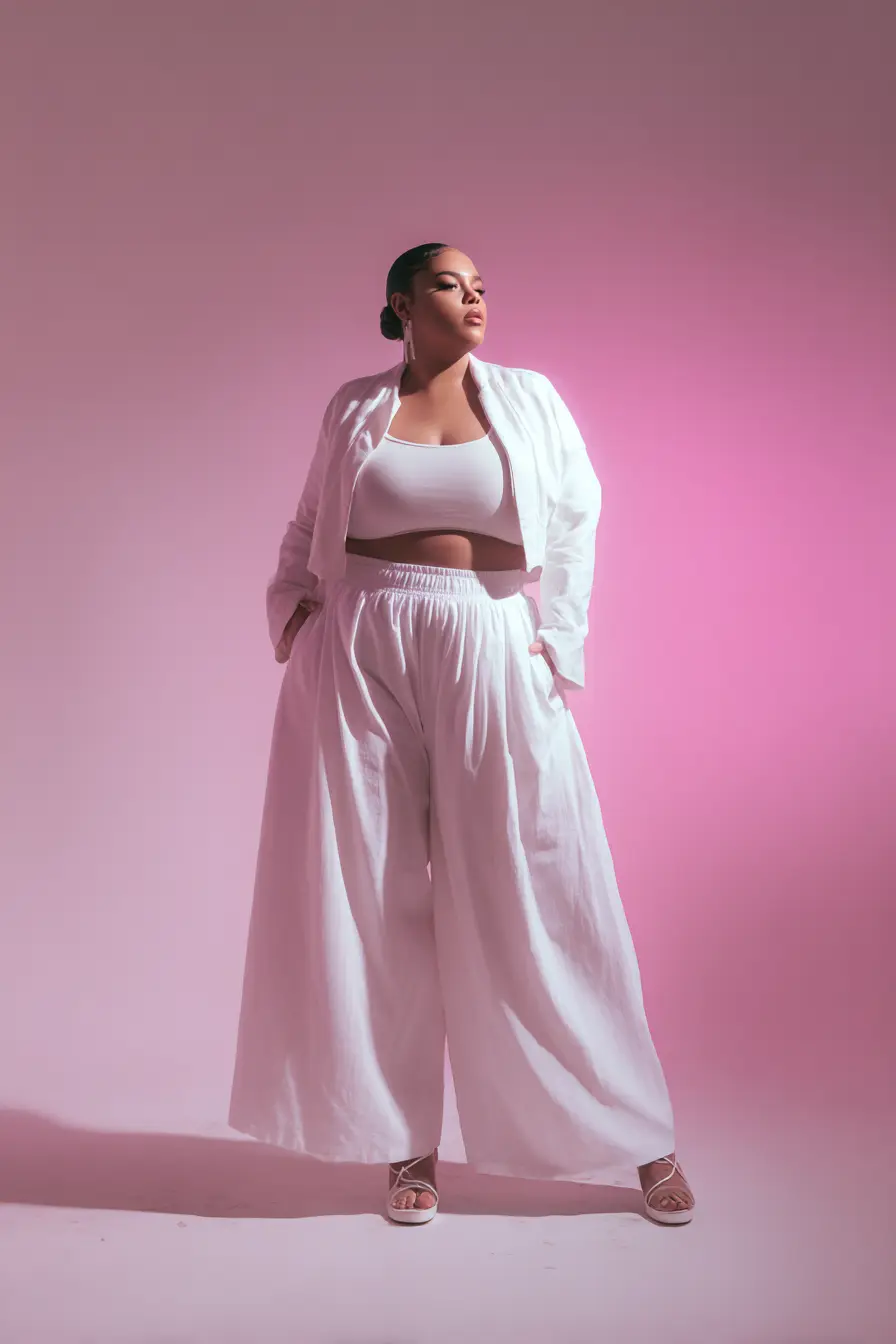 Cropped Jacket + Wide-Leg Trousers