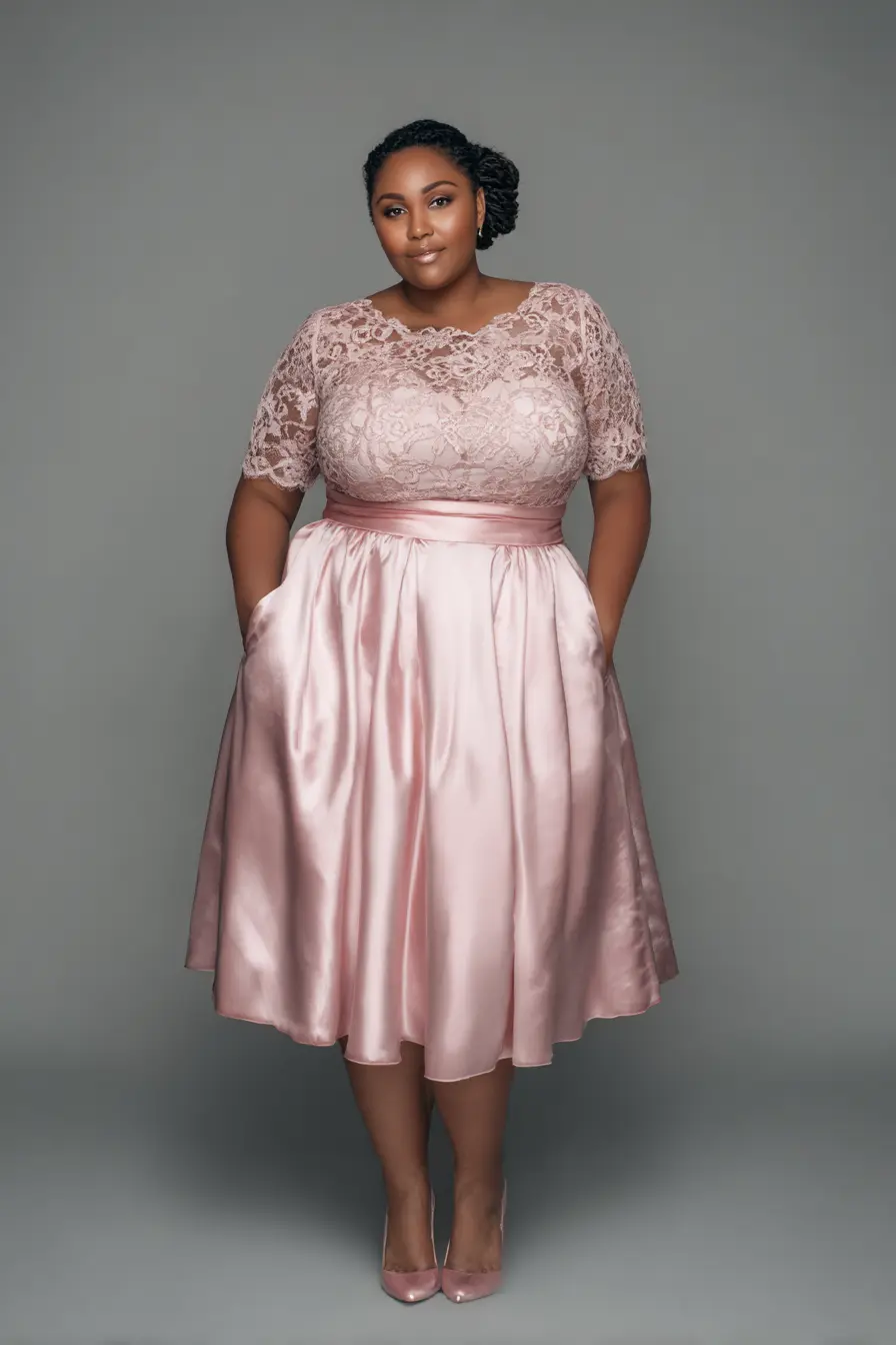 Lace Bodice Dress + Satin Skirt