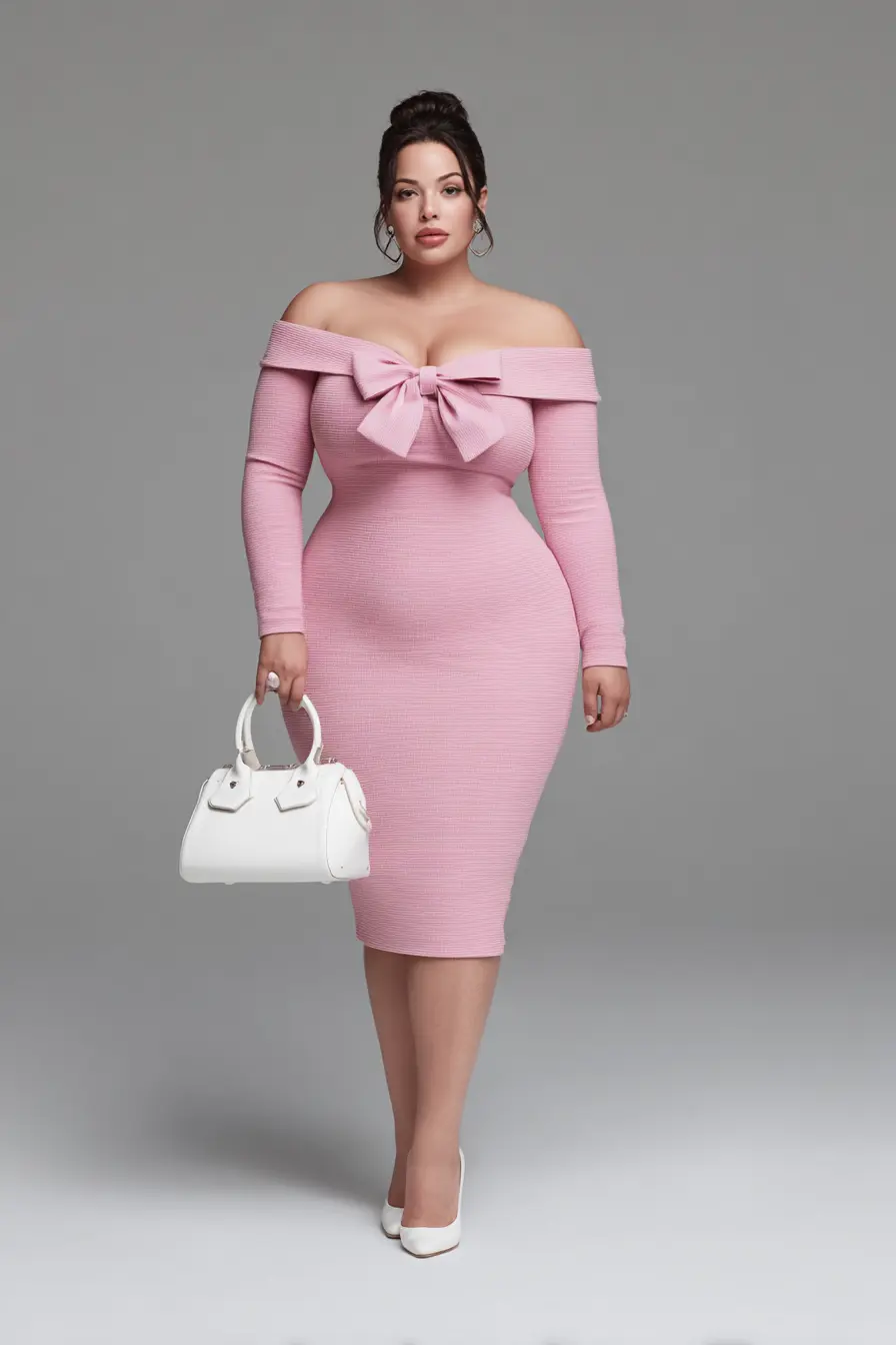 Off-Shoulder Bodycon Dress + Statement Bow