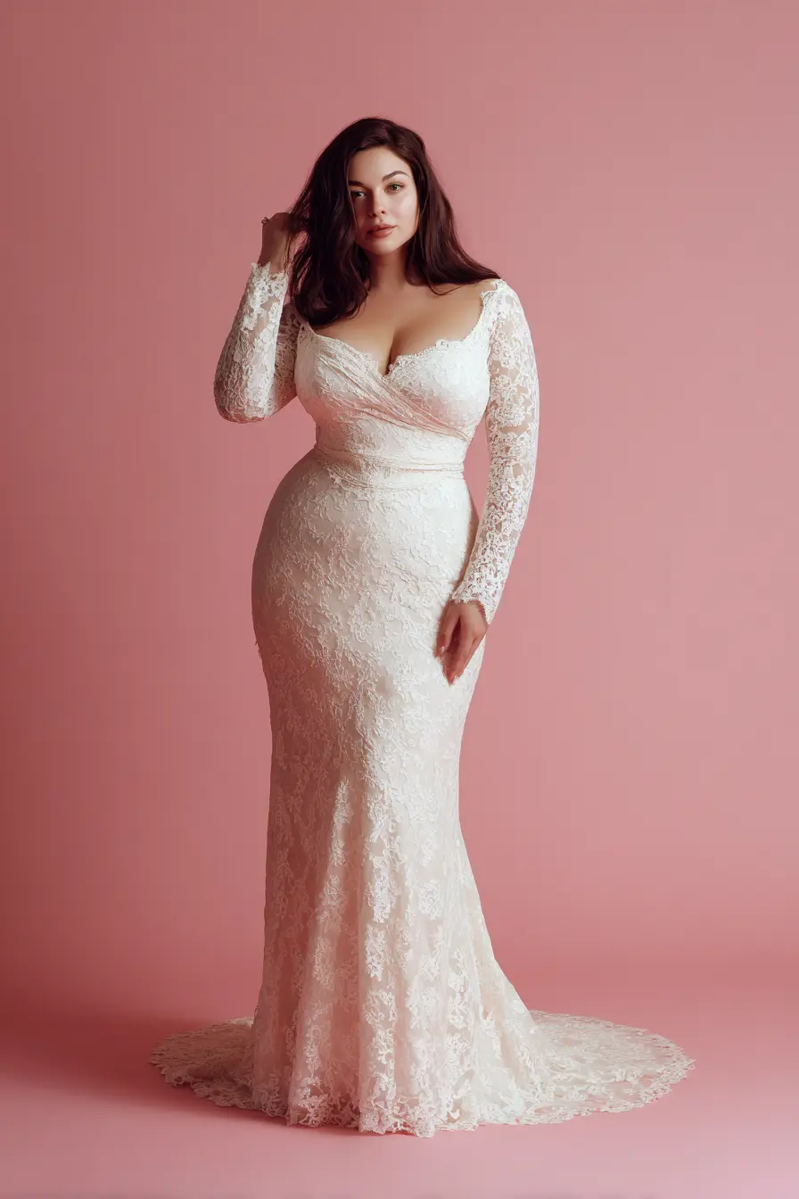 Lace Long-Sleeve Gown + Sculpted Mermaid Silhouette