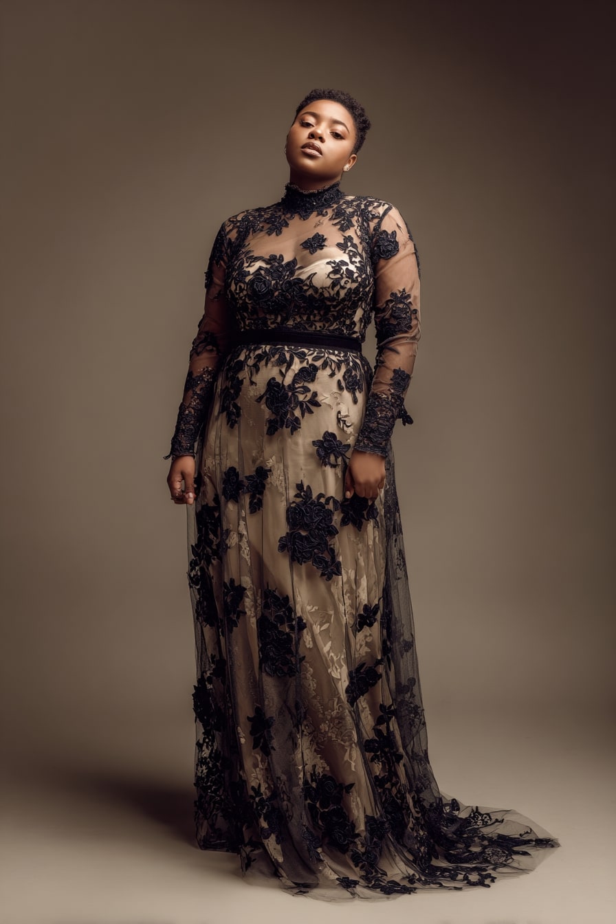 Sheer Lace Overlay + Embroidered Drama